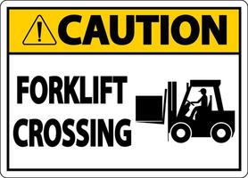 Caution Forklift Crossing Sign On White Background vector