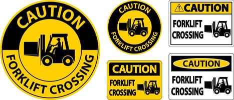 Caution Forklift Crossing Sign On White Background vector