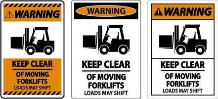 Warning Keep Clear of Moving Forklifts Sign On White Background vector