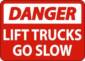 Danger Lift Trucks Go Slow Sign On White Background vector