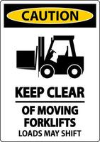 Caution Keep Clear of Moving Forklifts Sign On White Background vector