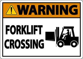 Warning Forklift Crossing Sign On White Background vector