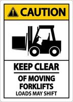 Caution Keep Clear of Moving Forklifts Sign On White Background vector