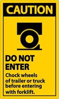 Caution Chock Wheels of Trailer Sign On White Background vector