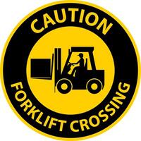 Caution Forklift Crossing Sign On White Background vector