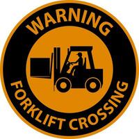 Warning Forklift Crossing Sign On White Background vector