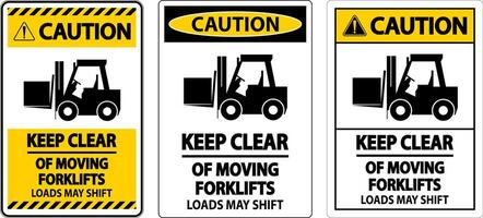 Caution Keep Clear of Moving Forklifts Sign On White Background vector