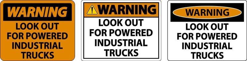 Warning Look Out For Trucks Sign On White Background vector