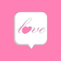 Vector illustration of heart inside bubble chat icon. Speech bubble with heart. Happy Valentine's day, simple love icon symbol. Greeting card design for web, email, social media, banner template.