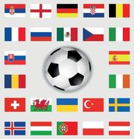 Flags of football teams, vector icons for soccer game championship.