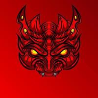 vector de diseño de máscara de demonio con colmillos rojos