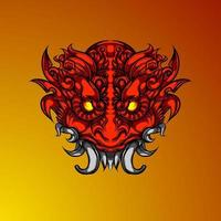 Red scary demon head mask vector free Vector