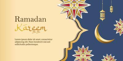 diseño de banner de saludo ramadan kareem para publicación en redes sociales y sitio web. vector