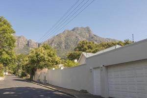 Street in Claremont, Cape Town, South Africa. Panorama Table Mountains. photo