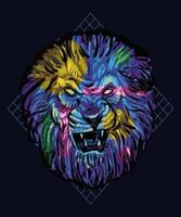 Colorful angry lion t-shirt 2022 vector