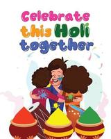 Happy Holi with friends vector