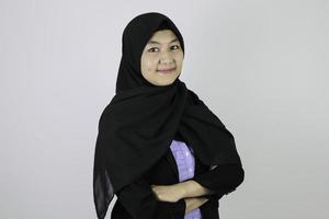 Smile asian islamic business women standing confidence. photo
