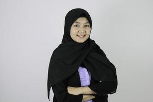 Smile asian islamic business women standing confidence. photo