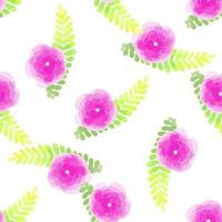 Vector illustration seamless pattern watercolor pink flowers on white background