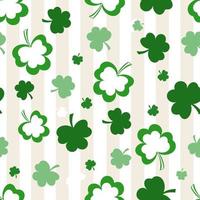 Seamless St. Patrick's Day pattern of Irish symbols. Green clover leaf and other hand drawn elements vector