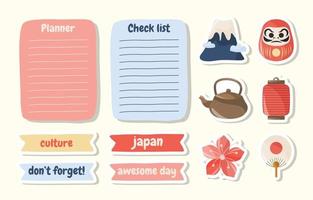 Japanese Travelling Sticker Set vector