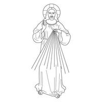 Divine Mercy Jesus Christ Merciful Vector Illustration Outline Monochrome