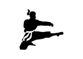 silhouette of flying kick martial art defence mma fighter vector