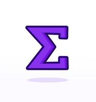 Sigma Mathematical Icon for Statistics and Greek Symbol Character Alphabet vector
