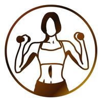 Female Working Out. Exercising with Dumbbel. Logotype.