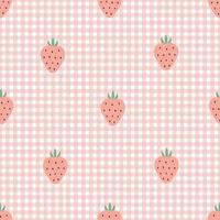 Nursery seamless pattern Strawberry on checkered background vector