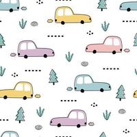 fondo de coche vintage de patrones sin fisuras de vivero utilizado para publicación, papel tapiz, ilustración de vectores textiles