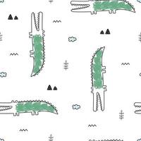 Nursery seamless pattern crocodile on white background vector