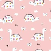 Dinosaur seamless vector pattern on pink background