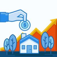 Simple flat minimalist property investment planning. Success economy growth. Business concept graphic resources. vector