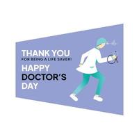 World doctor's day vector illustrations, Happy Doctor's day social media post, card, Male Doctor, modern flat concept.