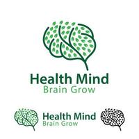 vector nature Growing brain logo combination brain logo with tree logo design