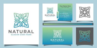 elegant line leaf natural organic floral logo icon design for boutique and business card vector