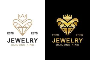logotipo de diamante de oro de lujo. el diamante creativo con el logotipo de la corona se puede utilizar en el negocio de la joyería vector