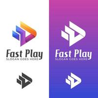 colorful fast play media for studio music or video editor logo design with two versions vector