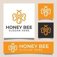 line art style honey bee with drop logo concept and identity design vector