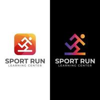 abstract geometric sport run gradient logo, mobile apps icon design vector