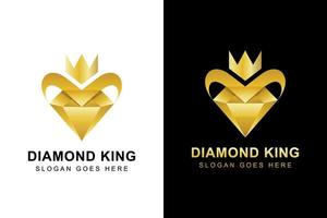 logotipo de diamante de oro de lujo. el diamante creativo con el logotipo de la corona se puede utilizar en el negocio de la joyería