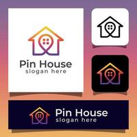 home location with house and map marker logo design vector