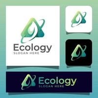 Eco green leaf logo with negative space style. natural spring icon symbol vector