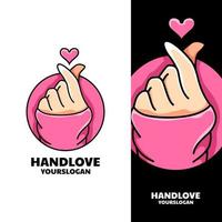 cute hand love logo design vector