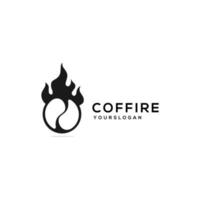 coffee bean fire logo design vector