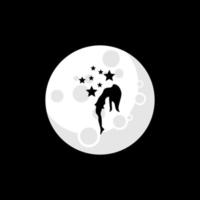 silueta, ilustración, de, mujer, en, la luna vector
