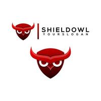 owl and shield gradient logo design vector