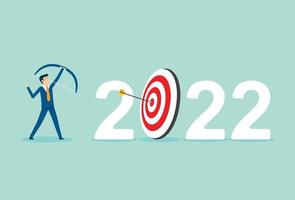 objetivo financiero para el año calendario, plan de estrategia comercial y logro de objetivos, líder que alcanza el año objetivo 2022 vector