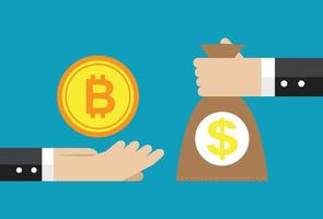 Trade your existing bitcoin for money vector